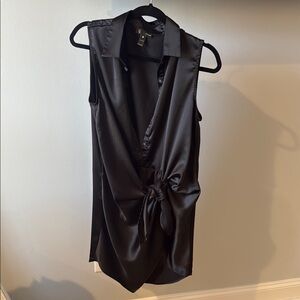 Black satin Sleeveless Aqua dress